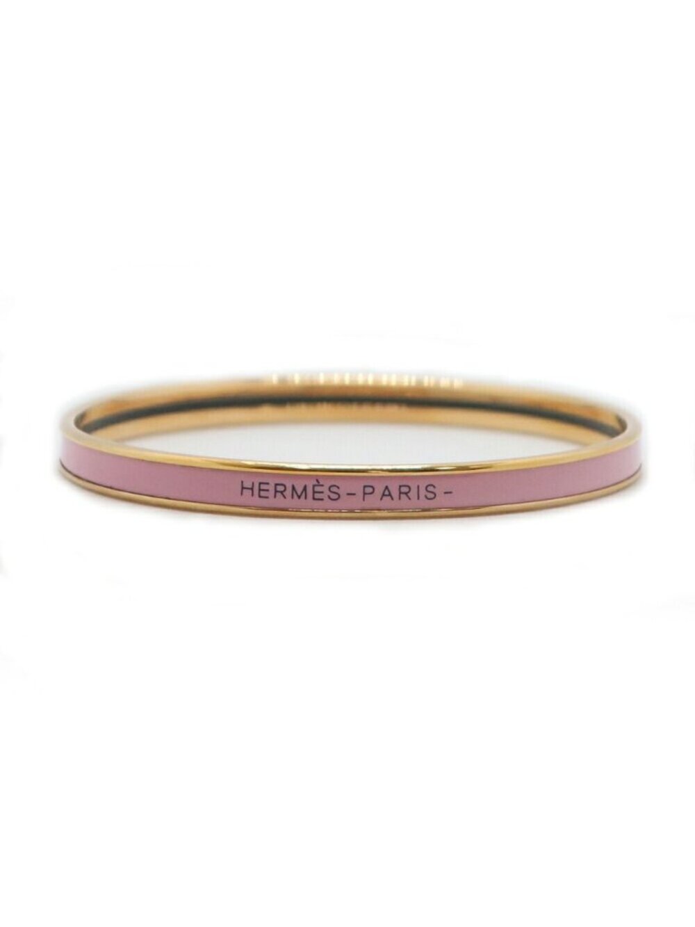 Hermes Enamel Bracelet Extra Fan Uni Rose Beaute Pink Gold Bangle
